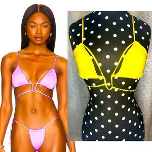 Monica Hansen Yellow Strappy Bikini Top Cutout Minimal Swim NWT S
